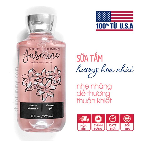 Sữa tắm dưỡng ẩm Night Blooming Jasmine vitamin E - Bath & Body Works chính hãng Mỹ
