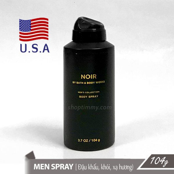 Chính hãng Mỹ | Xịt khử mùi toàn thân nam Noir -Bath & Body Works 104g | hương nam tính sành điệu