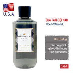 Sữa tắm, gội đầu, rửa mặt cho nam giới Gingham Legend hương trầm  mạnh mẽ - Bath and Body Works chính hãng Mỹ | 295ml