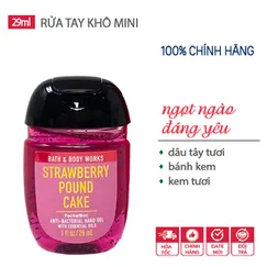 Gel rửa tay khô dưỡng ẩm diệt khuẩn mini mùi dễ thương Strawberry Pound Cake  - Bath & Body Works (Mỹ) - 29ml