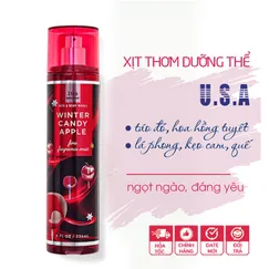 Xịt thơm toàn thân body mist dưỡng ẩm Winter Candy Apple mùi ngọt ngào đáng yêu - Bath and Body Works 236ml | chính hãng từ Mỹ