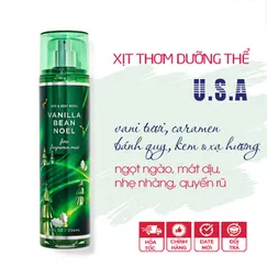 Xịt thơm toàn thân body mist dưỡng ẩm Vanilla Bean Noel mùi ngọt - Bath and Body Works 236ml | chính hãng từ Mỹ