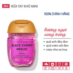 Gel rửa tay khô dưỡng ẩm diệt khuẩn mini Black Cherry Merlot hương rượu trái cây sang trọng - Bath & Body Works (Mỹ) - 29ml