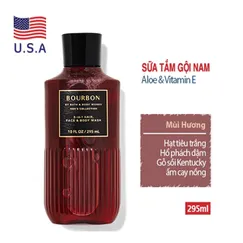 (Chính Hãng Mỹ) Sữa tắm gội rửa mặt cho nam giới mùi hương Bourbon vitamin E - Bath and Body Works 295ml