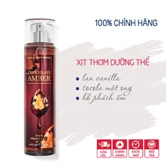 Xịt thơm toàn thân body mist dưỡng ẩm Chocolate Amber mùi ngọt ngào lôi cuốn - Bath and Body Works 236ml | Chính hãng Mỹ