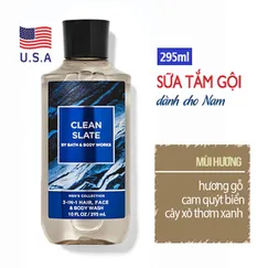 Sữa tắm gội đầu rửa mặt cho nam giới Clean Slate hương thơm thanh lịch - Bath and Body Works 295ml - chính hãng Mỹ