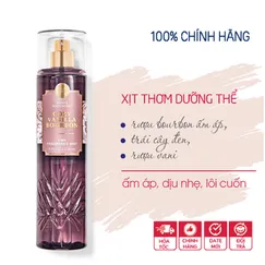 Xịt thơm toàn thân Cozy Vanilla Bourbon body mist mùi ấm áp lôi cuốn - Bath and Body Works 236ml | Chính hãng Mỹ