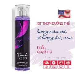Xịt thơm toàn thân Dark Kiss body mist - Bath and Body Works 236ml - Chính hãng Mỹ