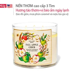 Nến Sáp Thơm Phòng FALL APPLE CIDER cao cấp 3 tim (411g) | hương hương thảo mộc thư giãn - Bath & Body Works | Chính hãng Mỹ