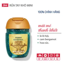 Gel rửa tay khô dưỡng ẩm diệt khuẩn mini mùi dễ thương Fresh Rainfall  - Bath & Body Works (Mỹ) - 29ml