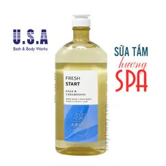 Sữa tắm hương spa thư giãn Fresh Start | Sage & Cedarwood xô thơm & gỗ tuyết tùng - Bath & Body Works 295ml - Chính hãng Mỹ