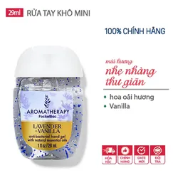 Gel rửa tay khô dưỡng ẩm diệt khuẩn mini hương thư giãn relax Lavender Vanilla - Bath & Body Works (Mỹ) - 29ml