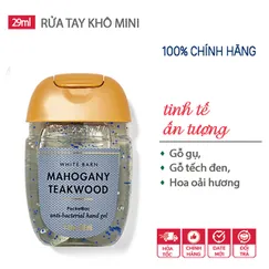 Gel rửa tay khô dưỡng ẩm diệt khuẩn mini mùi gỗ trầm ấm Mahogany Teakwood - Bath & Body Works (Mỹ) - 29ml
