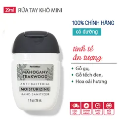 Gel rửa tay khô dưỡng ẩm diệt khuẩn mini Mahogany Teakwood tăng cường dưỡng chất - Bath & Body Works | Chính hãng Mỹ - 29ml