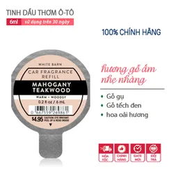 Nước Hoa Tinh Dầu Khử Mùi Làm Thơm Xe Hơi Ô tô Mahogany Teakwood  - Bath & Body Works 6ml | chính hãng Mỹ