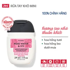 Gel rửa tay khô dưỡng ẩm diệt khuẩn mini hương hoa Rose Water & Ivy | thêm dưỡng - Bath & Body Works (Mỹ) - 29ml