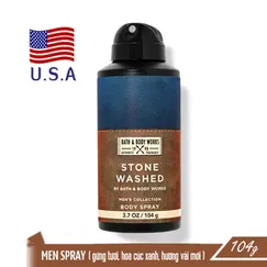 Xịt khử mùi toàn thân nam Stone Washed - Bath and Body Works 104g | Chính hãng Mỹ