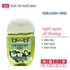 Gel rửa tay khô dưỡng ẩm diệt khuẩn mini mùi dễ thương Strawberry Kiwi  - Bath & Body Works (Mỹ) - 29ml