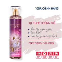 Xịt thơm toàn thân Strawberry Snowflakes body mist mùi ngọt ngào đáng yêu - Bath and Body Works 236ml | Chính hãng Mỹ