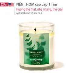 Chính hãng Mỹ | Nến Sáp Thơm Phòng Stress Relief Eucalyptus Spearmint cao cấp hương bạc hà thư giãn - Bath & Body Works 227g