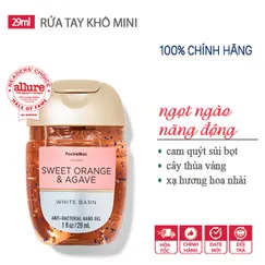 Gel rửa tay khô dưỡng ẩm diệt khuẩn mini Sweet Orange & Agave hương cam quýt - Bath & Body Works (Mỹ) - 29ml
