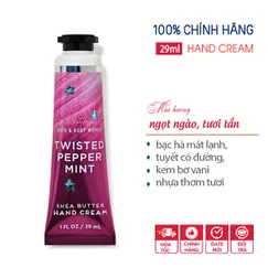 Kem dưỡng da tay vitamin E Twisted Pepper Mint lưu hương bạc hà mát lạnh - Bath and Body Works 29ml - Chính hãng Mỹ