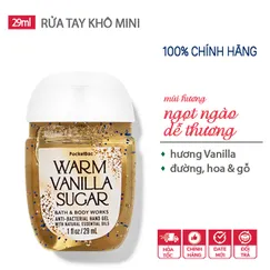Gel rửa tay khô dưỡng ẩm diệt khuẩn mini mùi vani dịu dễ thương Warm Vanlla Sugar - Bath & Body Works (Mỹ) - 29ml