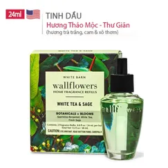 Tinh Dầu thơm Xông Phòng White Tea & Sage Hương Trà & Xô Thơm Thư giãn Dễ ngủ - Bath & Body Works 24ml - Chính hãng U.S.A