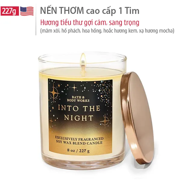 Chính hãng Mỹ | Nến Sáp Thơm Phòng Into The Night cao cấp hương quyến rũ - Bath & Body Works 227g