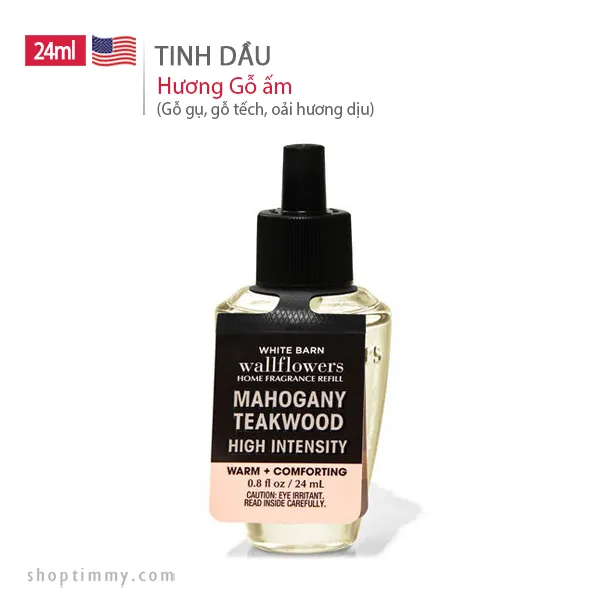 Tinh Dầu thơm Xông Phòng Mahogany Teakwood hương gỗ ấm - Bath & Body Works 24ml - Chính hãng U.S.A