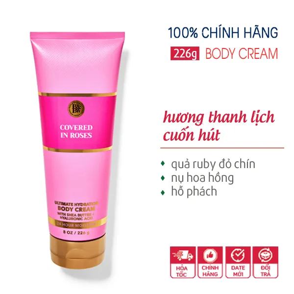 Kem Dưỡng Thể Covered In Rose - Bath and Body Works 226g | Chính hãng Mỹ