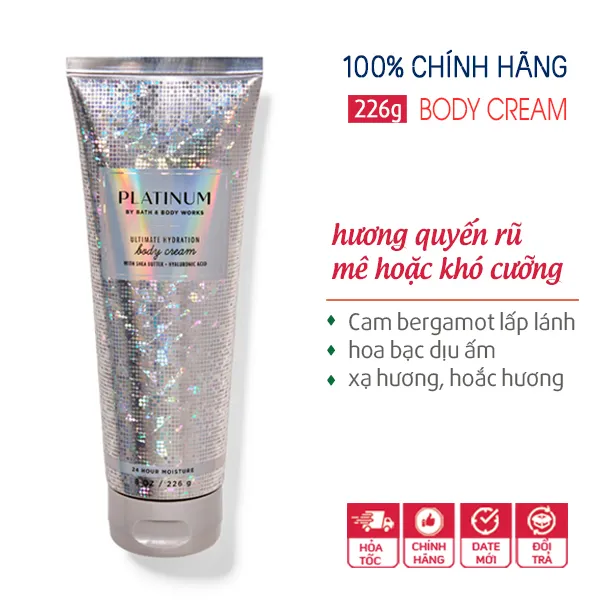 Kem Dưỡng Thể Platinum - Bath and Body Works 226g | Chính hãng Mỹ