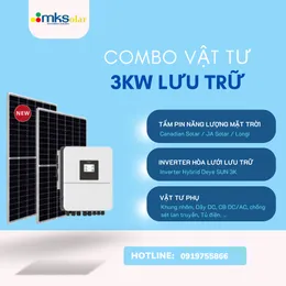 Combo vật tư hệ điện năng lượng mặt trời 3kW lưu trữ 1 pha