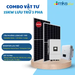 Combo vật tư hệ điện năng lượng mặt trời 15kW lưu trữ 3 pha