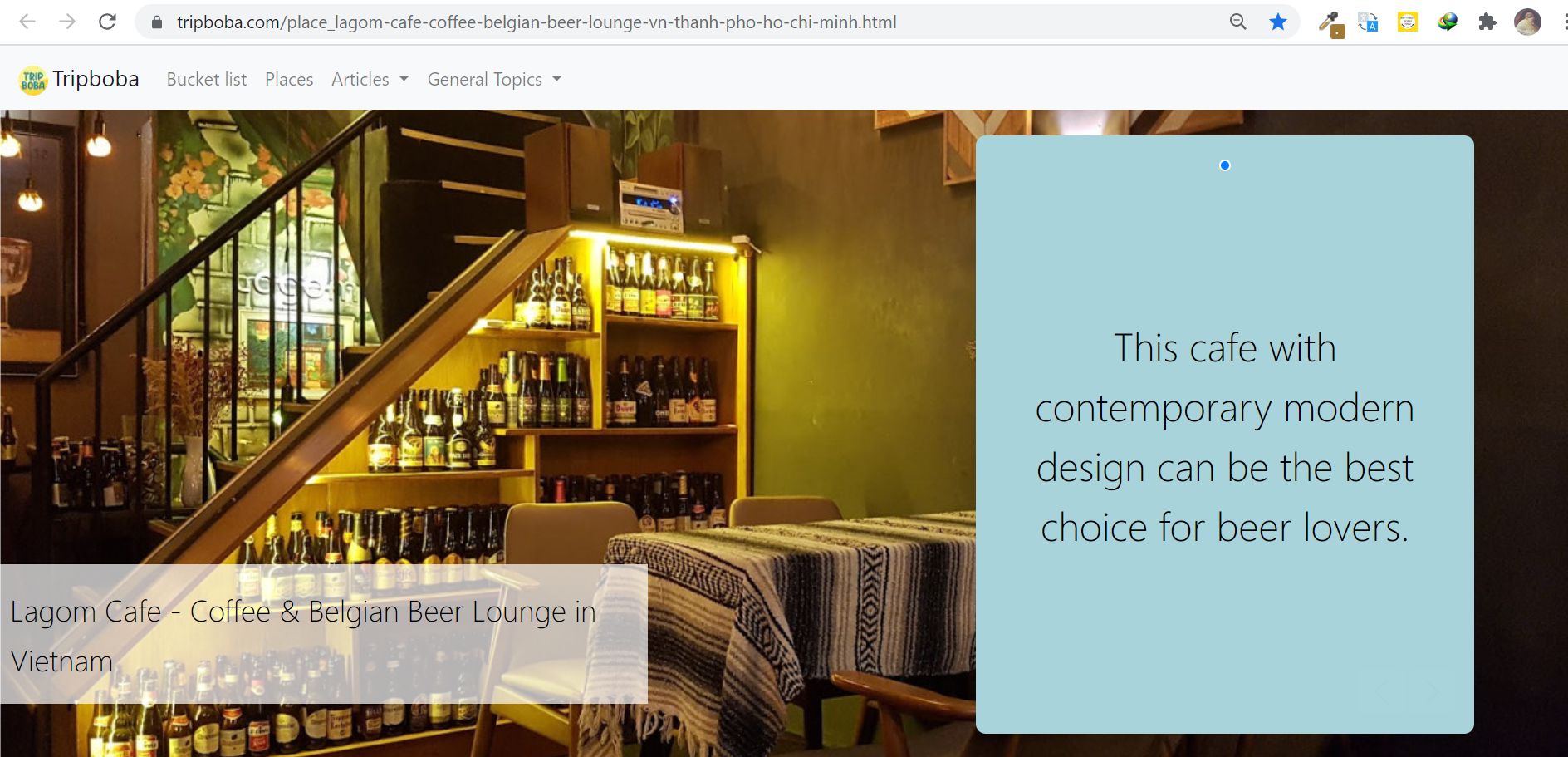 Ảnh chụp màn hình từ trang tripboba