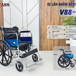 Xe lăn nhôm bô vuông vệ sinh Lucass V88 (Bánh mâm)