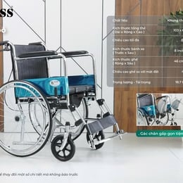 Xe lăn bô vuông vệ sinh Lucass V89 có thắng chân gấp