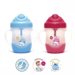 Bình uống nước ống hút có tay cầm KUKU nhựa PP 200 mL KUKU – 5452A