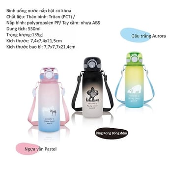 Bình uống nước có ống hút cho bé bằng nhựa Tritan KUKU 550 mL KUKU – 5619