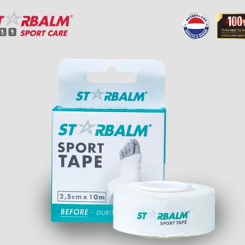 Băng vải thể thao màu trắng Starbalm 2.5cm x 5m
