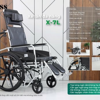 Xe lăn nhôm đa năng LUCASS X – 7L