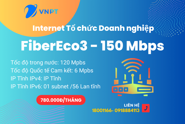 Internet VNPT cho Doanh nghiệp Gói FiberEco3 150Mbps, được nhiều doanh nghiệp lựa chọn Internet VNPT cho Doanh nghiệp Gói FiberEco3 150Mbps, được nhiều doanh nghiệp lựa chọn