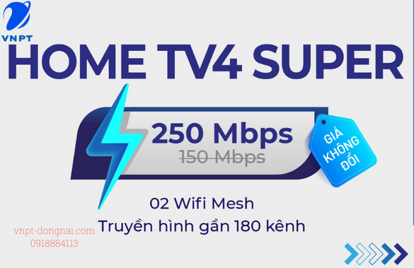 Gói Home TV4 có tốc độ 250Mpbs
