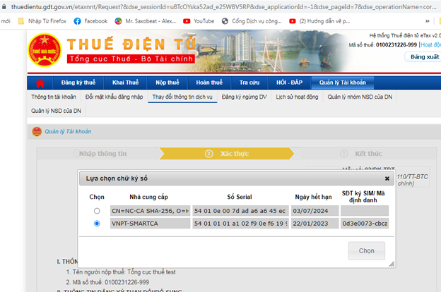 cài chữ ký số Smart ca vào Thuế điện tử