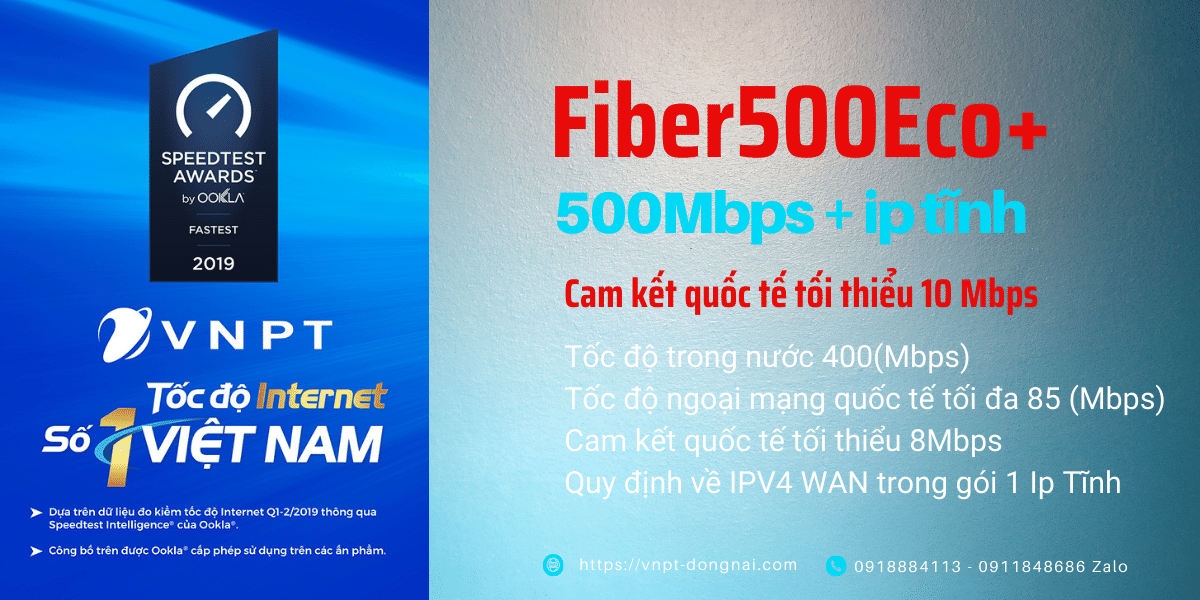 Gói cước Fiber500Eco+ 500Mbps IP Tĩnh có Tốc độ cao, ổn định