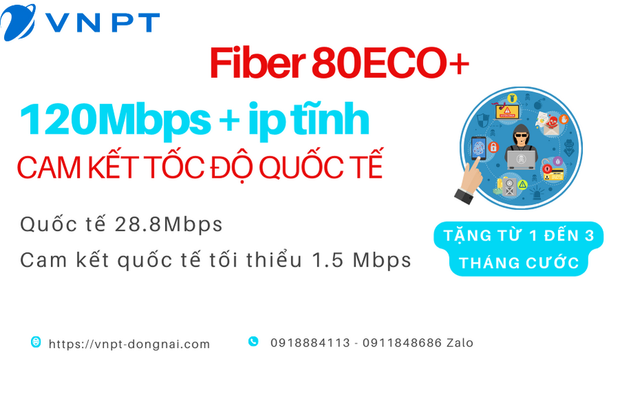 Lắp đặt mạng Internet Doanh Nghiệp VNPT Fiber100Eco+ 150Mpbs 1 IP Tĩnh
