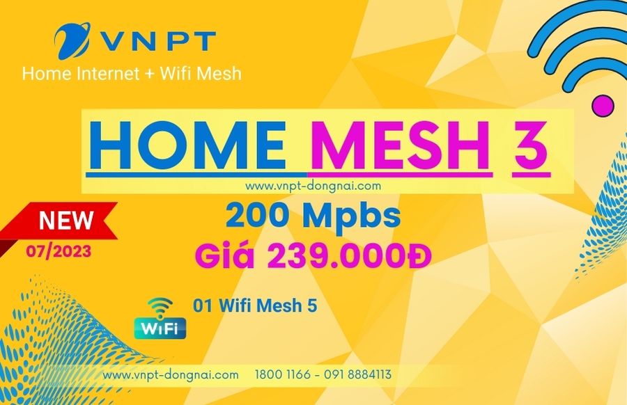 Giá Lắp wifi VNPT Biên Hòa gói Mesh 3 200Mpbs Giá Lắp wifi VNPT Biên Hòa gói Mesh 3 200Mpbs