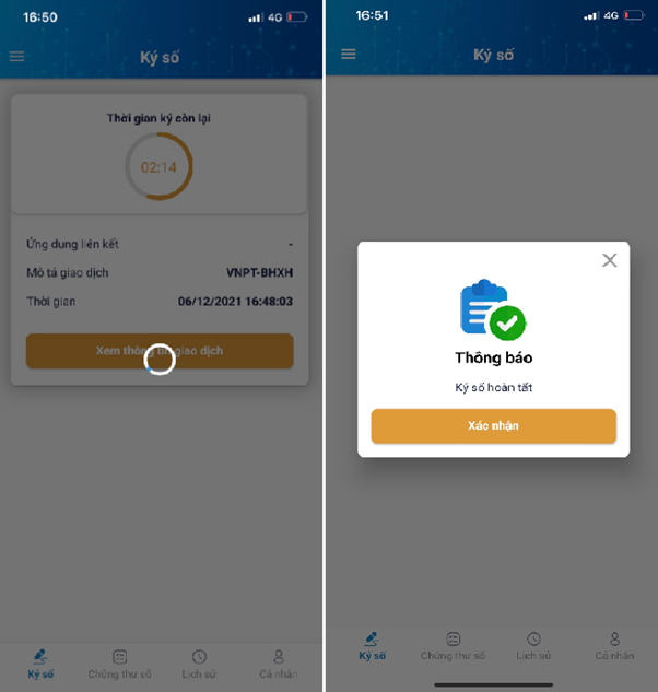 Hoàn tất quá trình ký số sử dụng VNPT-SmartCA