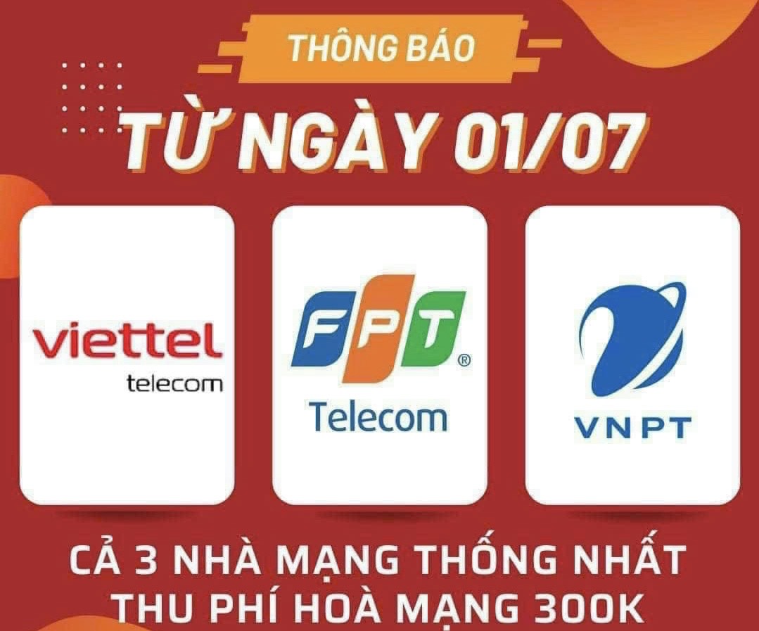 Phí Lắp mạng VNPT - Viettel - FPT áp dụng từ 1/7/2023 Phí Lắp mạng VNPT - Viettel - FPT áp dụng từ 1/7/2023