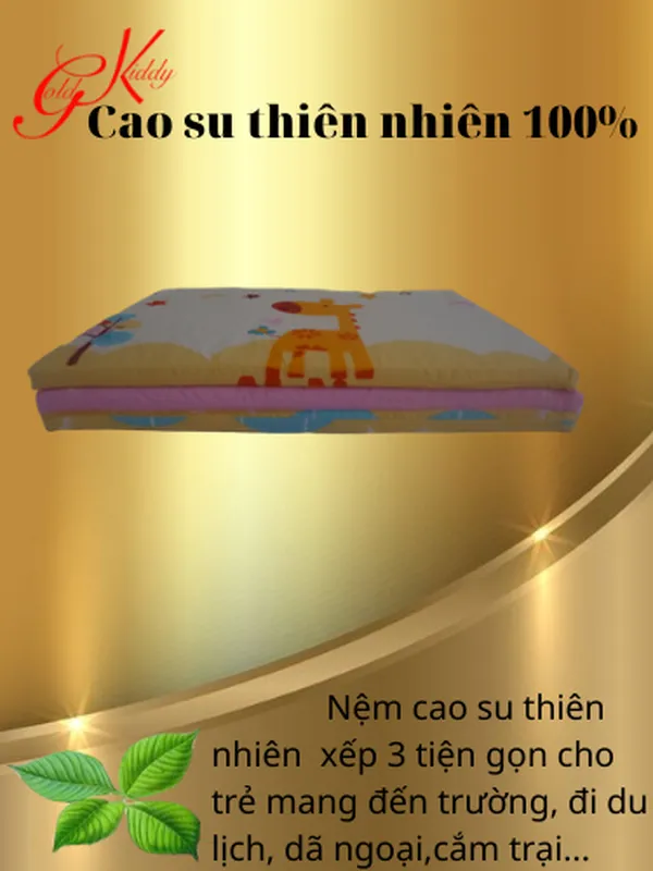 Nệm xếp 3 cao su thiên nhiên trẻ em 2,5 cm (p)
